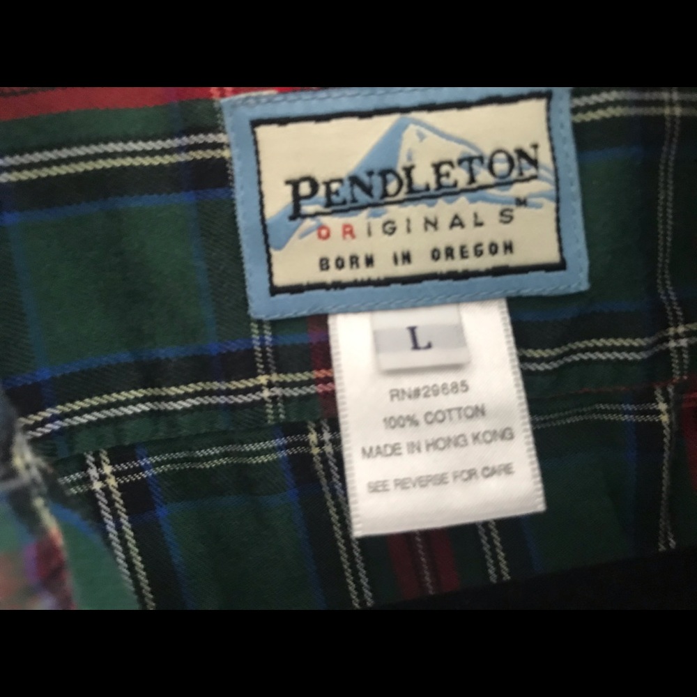 Pendleton Green Plaid Button Down, Sz Medium - image 2